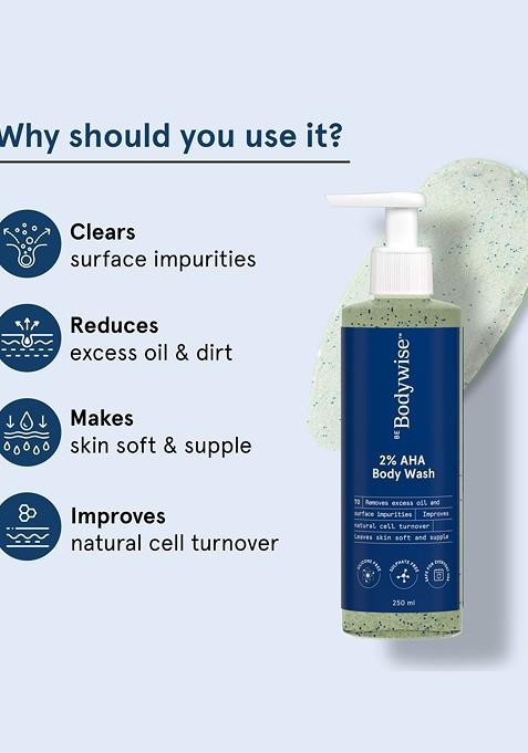 Be Bodywise 2 Aha Exfoliates Promotes Glowing Radiant Skin Body Wash 250 Ml