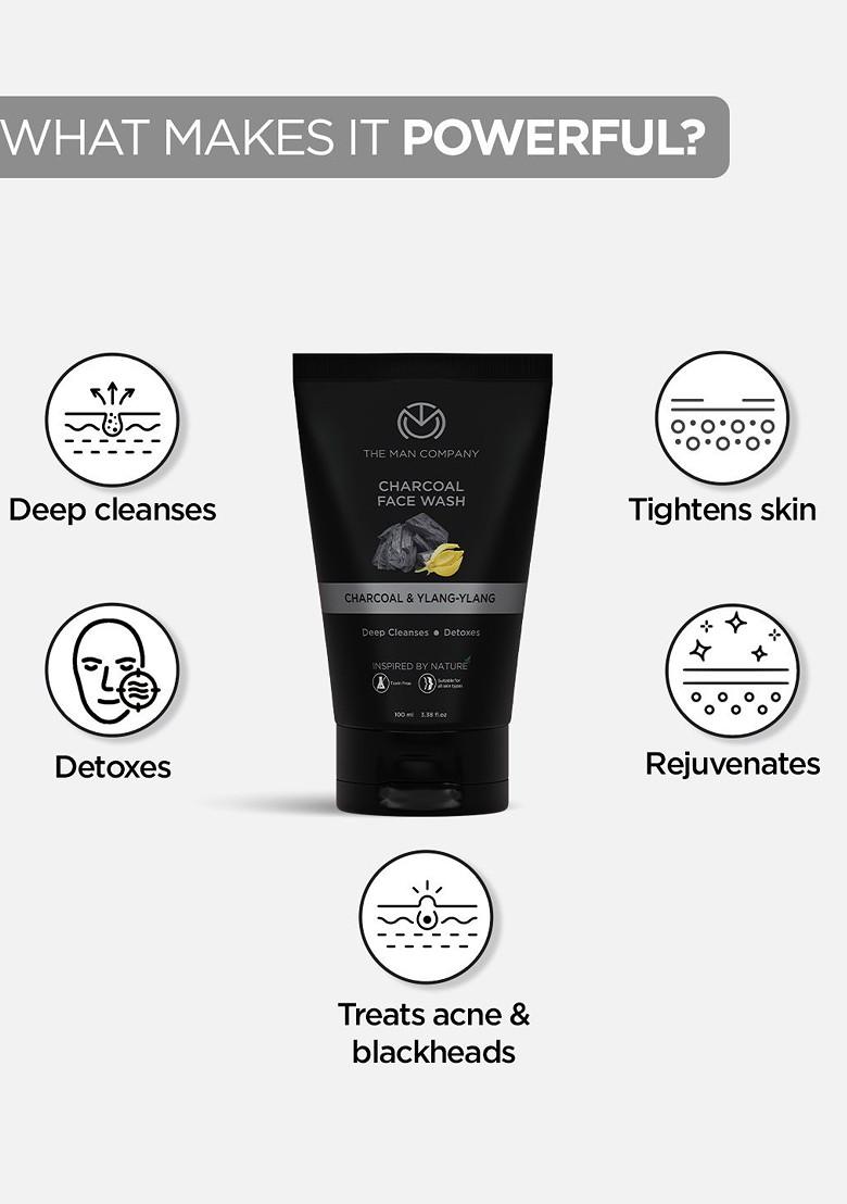 The Man Company Charcoal Face Wash With Ylang Argan Essential Oils 100 Ml