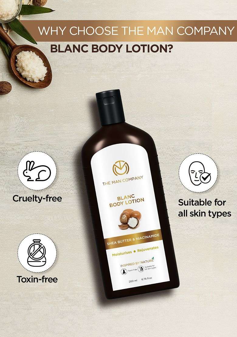 The Man Company Blanc Body Lotion With Shea Butter Niacinamide 200Ml - Indya