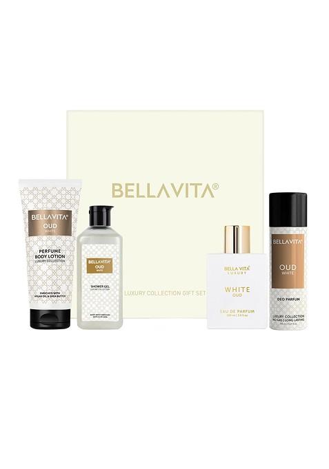 Bella Vita Organic Set Of 4 Oud White Shower Gel Body Lotion Edp Deodorant Gift