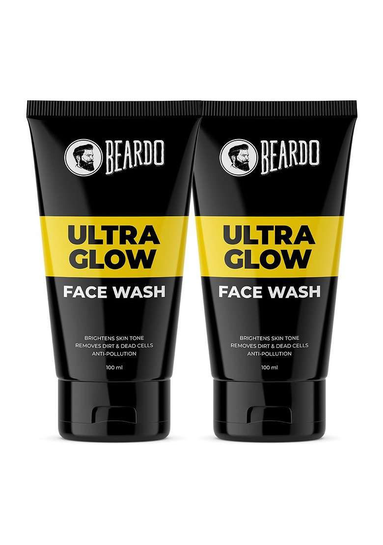Beardo Men Set Of 2 Ultra Glow Face Wash To Brighten Skin Tone Remove Dirt 100Ml Each - Indya