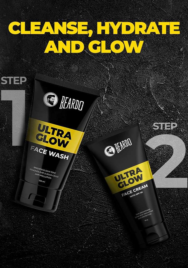 Beardo Men Set Of 2 Ultra Glow Face Wash To Brighten Skin Tone Remove Dirt 100Ml Each - Indya