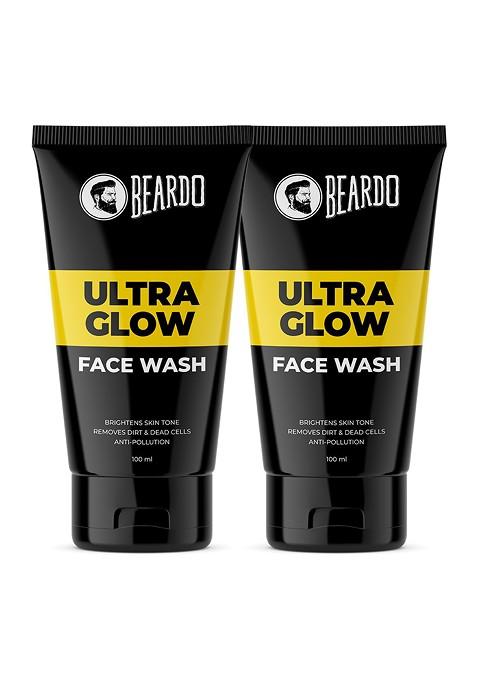 Beardo Men Set Of 2 Ultra Glow Face Wash To Brighten Skin Tone Remove Dirt 100Ml Each