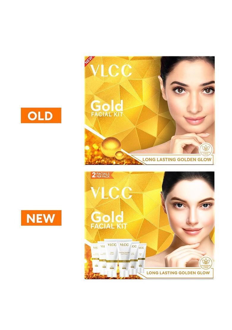 Vlcc Set Of 4 Gold Facial Kit For Luminous Radiant Complexion