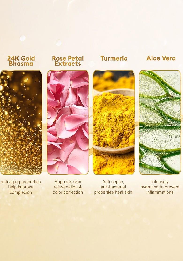 Vlcc Set Of 4 Gold Facial Kit For Luminous Radiant Complexion