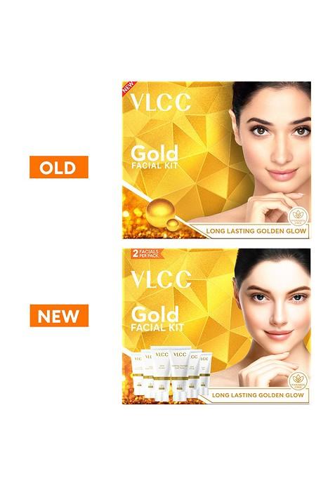 Vlcc Set Of 4 Gold Facial Kit For Luminous Radiant Complexion