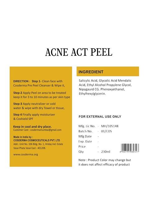 Cosderma Acne Act Gel Peel Chemical Peeling Facial Kit 230 Ml