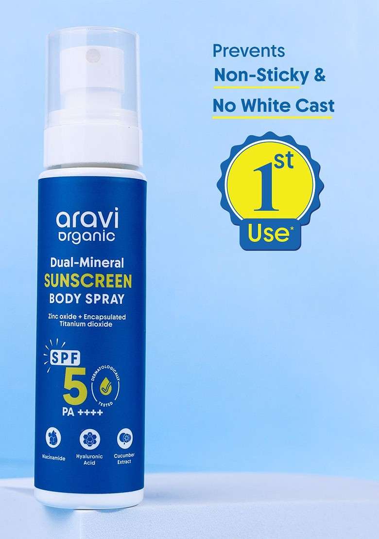 Aravi Organic Dual Mineral Sunscreen Body Spray With Spf 50 Pa 100Ml - Indya