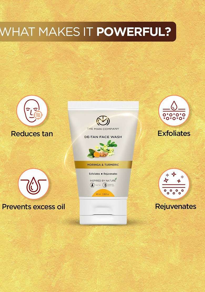 The Man Company Set Of 2 De Tan Face Wash With Moringa Turmeric 100Ml Each - Indya
