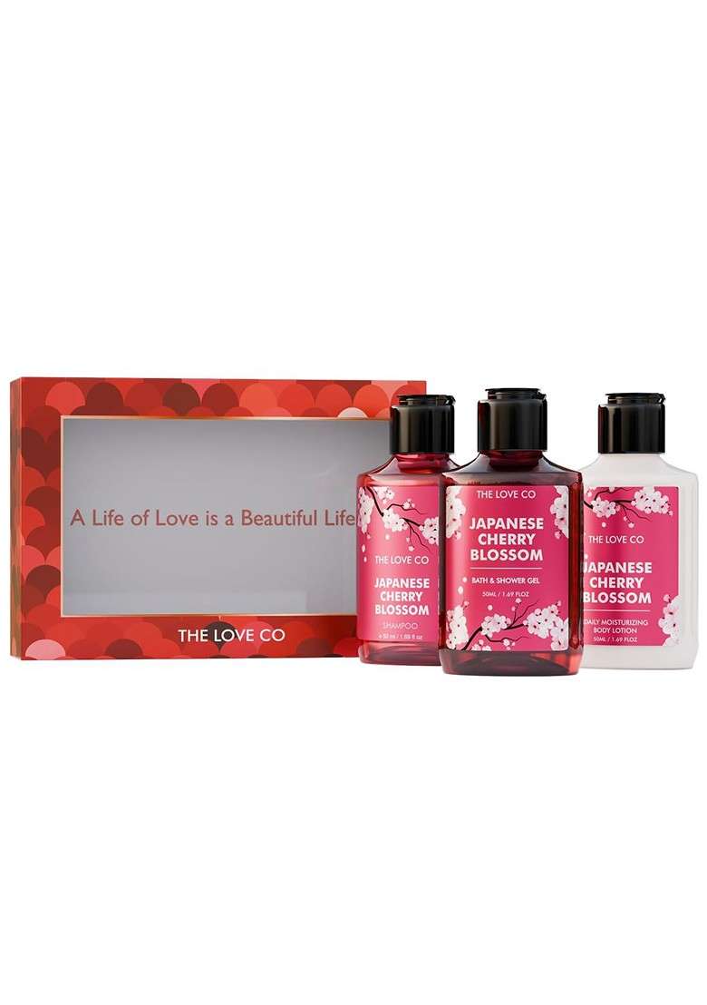 The Love Co Japanese Cherry Blossom Body Wash Lotion Shampoo Gift Set - Indya