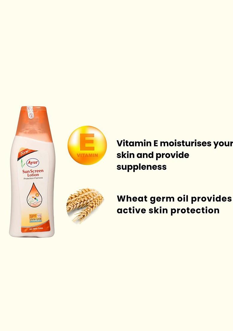 Ayur Herbals Sunscreen Lotion Enriched With Wheatgerm Oil Vitamin E 200 Ml