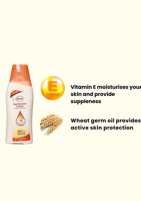 Ayur Herbals Sunscreen Lotion Enriched With Wheatgerm Oil Vitamin E 200 Ml