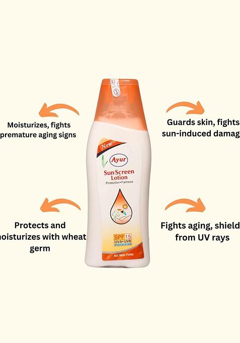 Ayur Herbals Sunscreen Lotion Enriched With Wheatgerm Oil Vitamin E 200 Ml