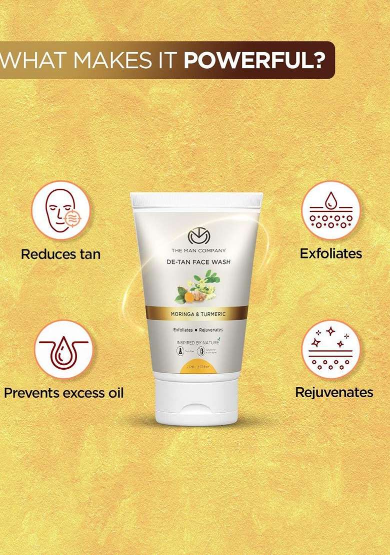The Man Company De Tan Face Wash With Moringa Turmeric 75Ml - Indya