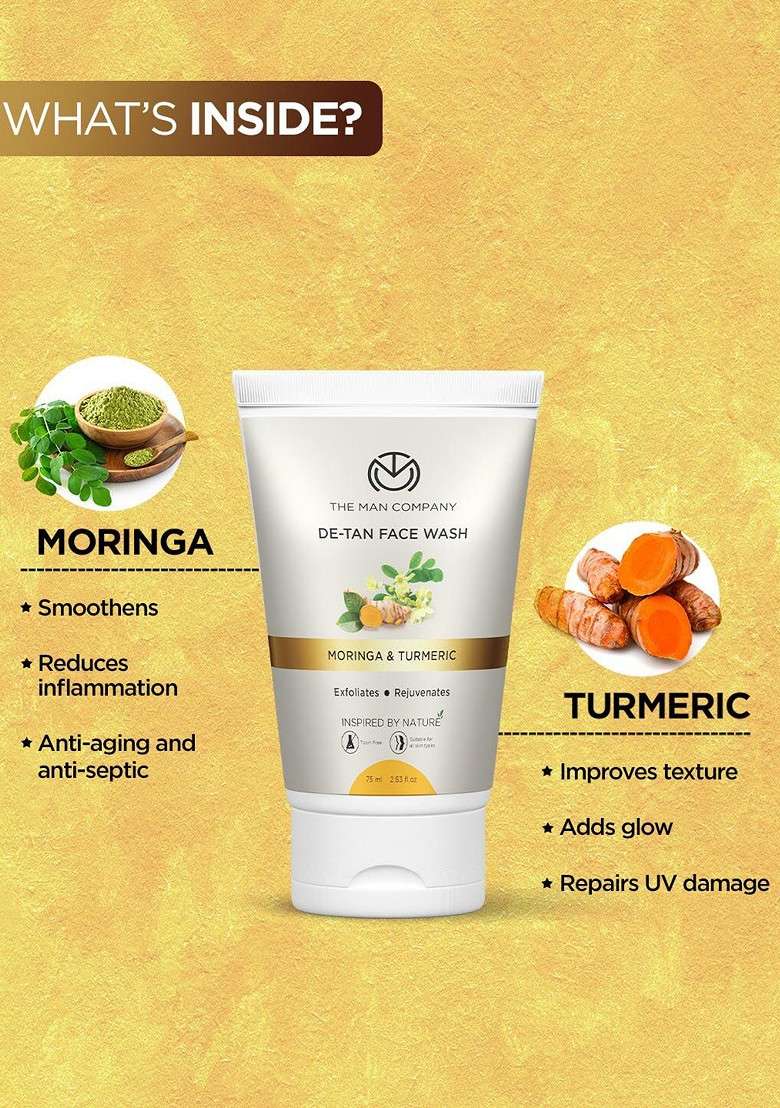 The Man Company De Tan Face Wash With Moringa Turmeric 75Ml - Indya