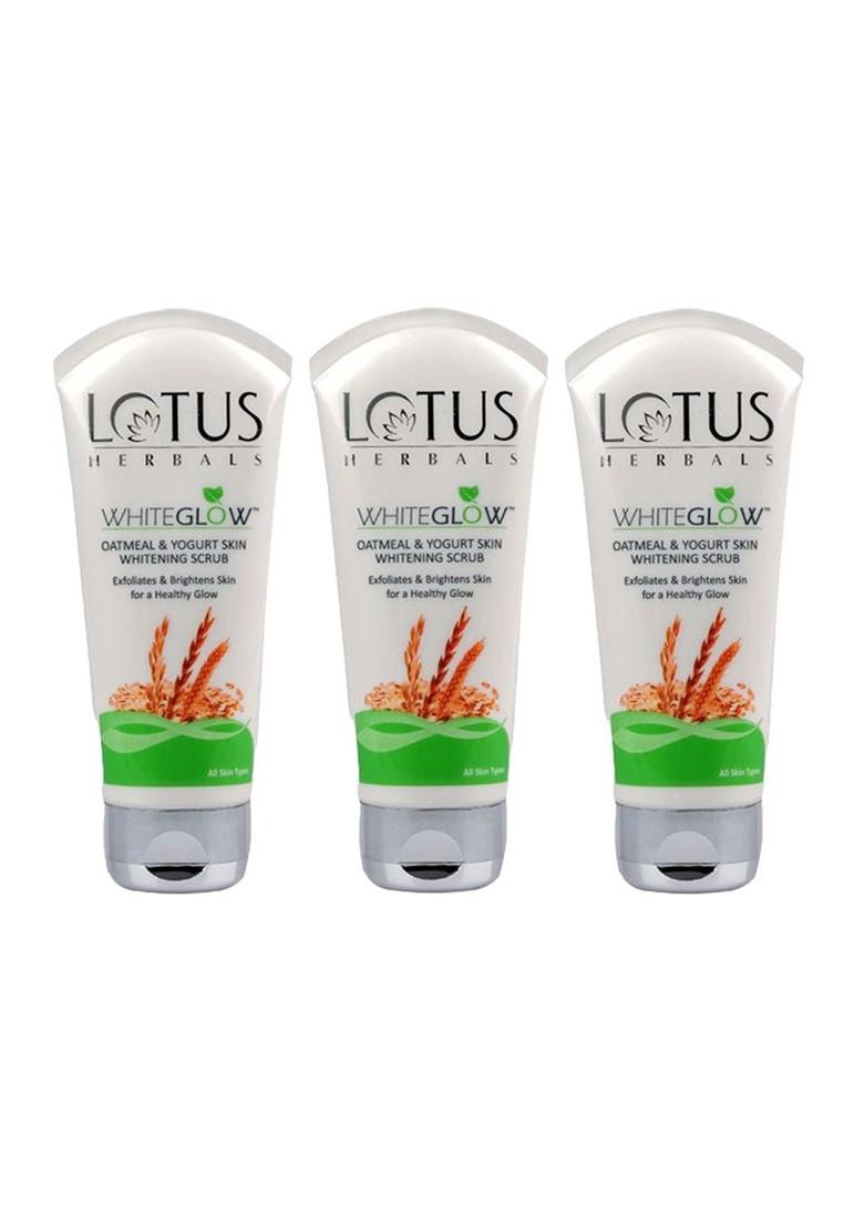 Lotus Herbals Set Of 3 Whiteglow Oatmeal Yogurt Skin Whitening Scrub 100G Each
