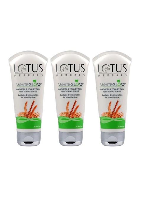 Lotus Herbals Set Of 3 Whiteglow Oatmeal Yogurt Skin Whitening Scrub 100G Each