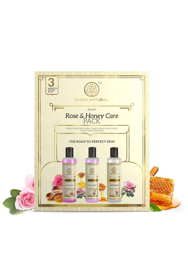 Khadi Natural Rose Honey Care Pack To Provide Glow Shine 630Ml - Indya