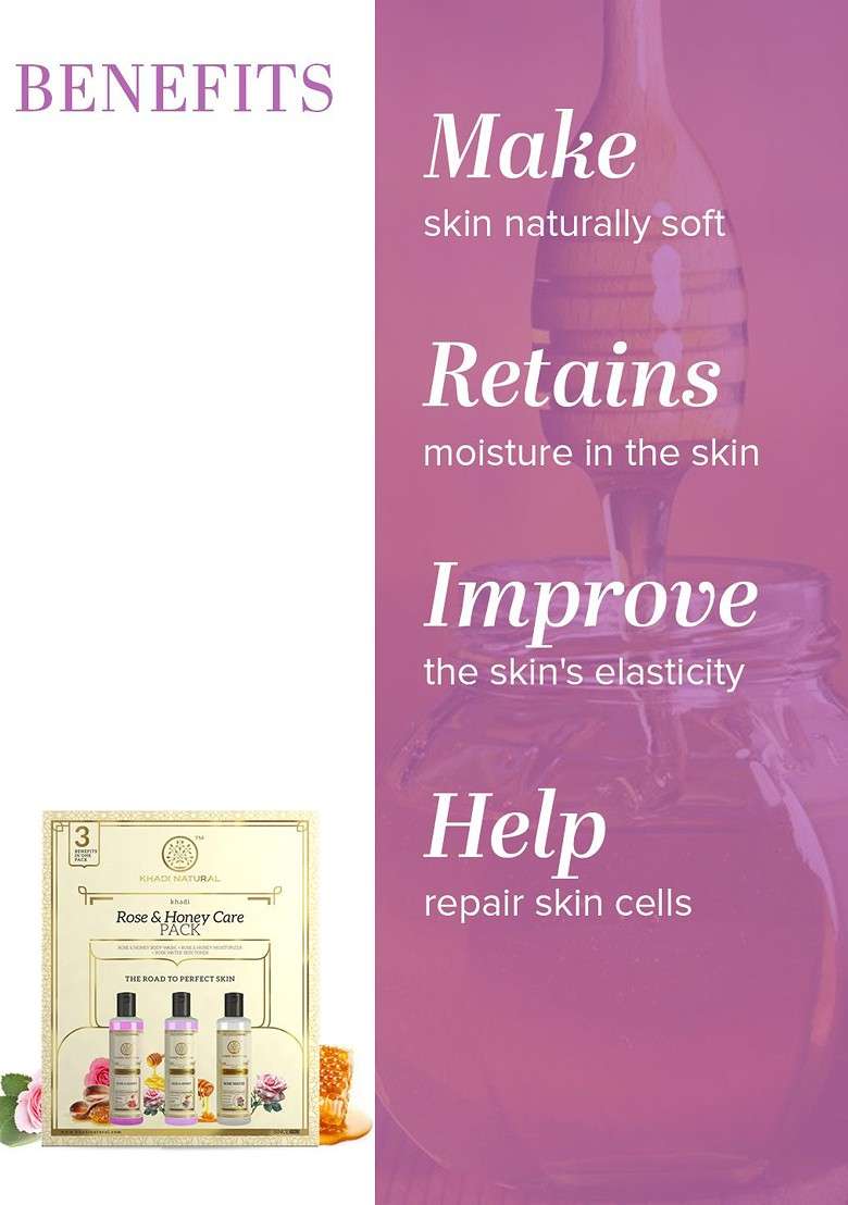 Khadi Natural Rose Honey Care Pack To Provide Glow Shine 630Ml - Indya