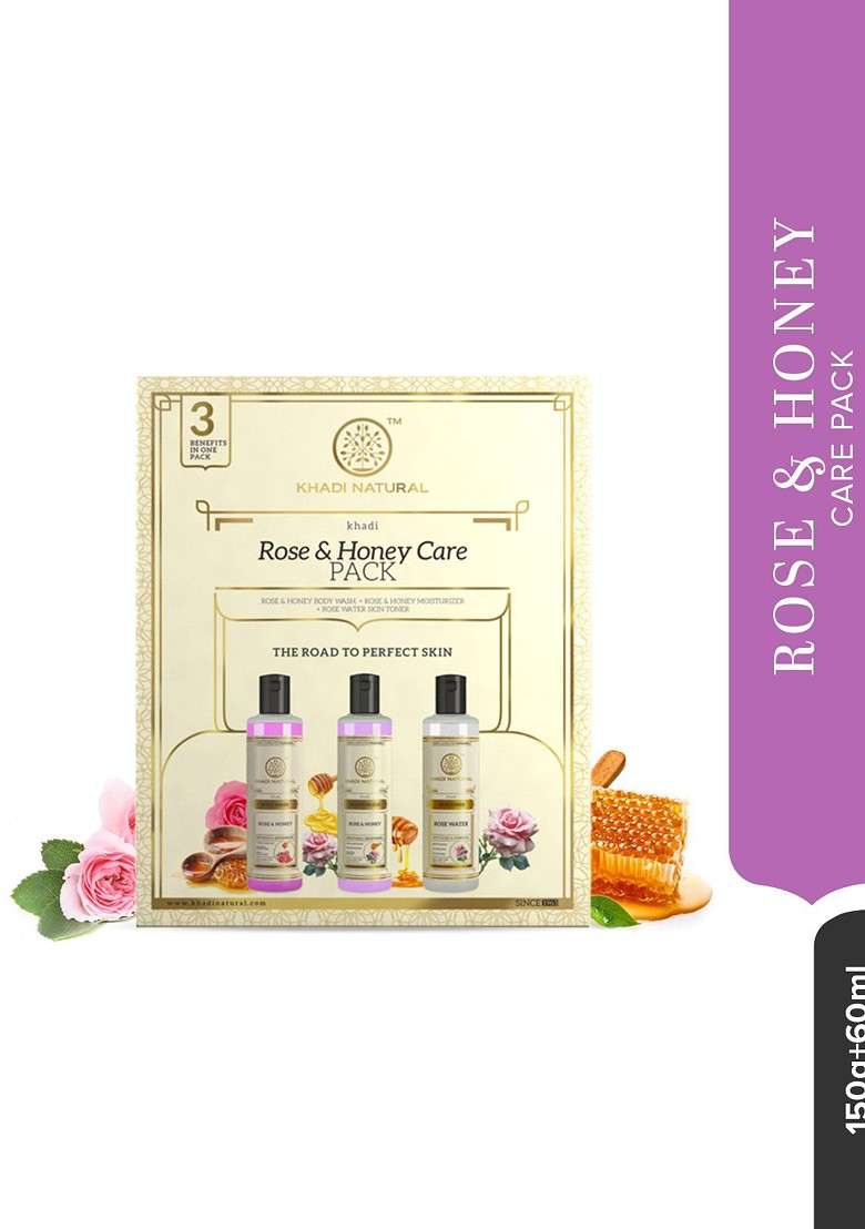 Khadi Natural Rose Honey Care Pack To Provide Glow Shine 630Ml - Indya