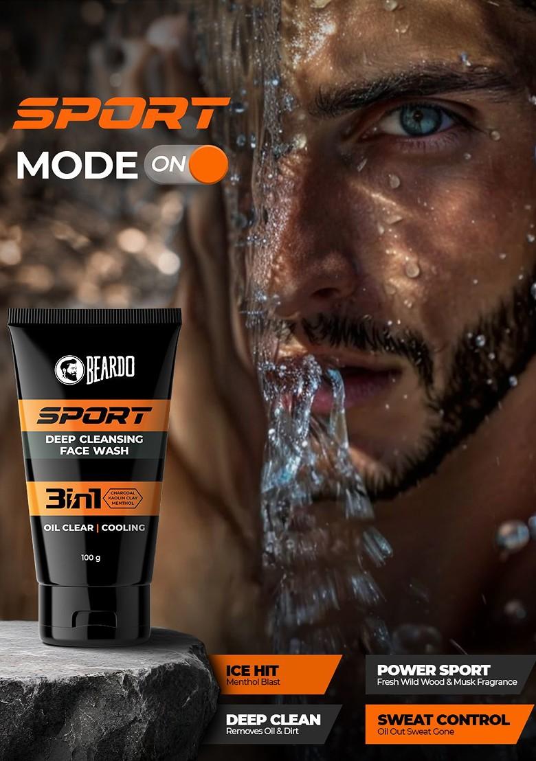 Beardo Men Sport Deep Cleansing Cooling Menthol Oil Control Facewash 100G