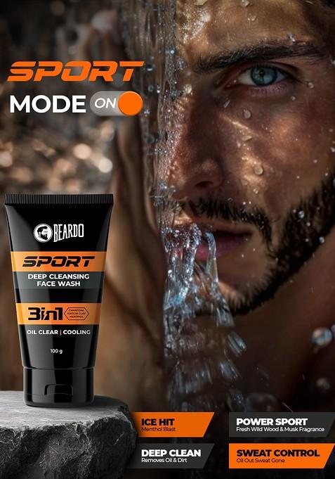 Beardo Men Sport Deep Cleansing Cooling Menthol Oil Control Facewash 100G