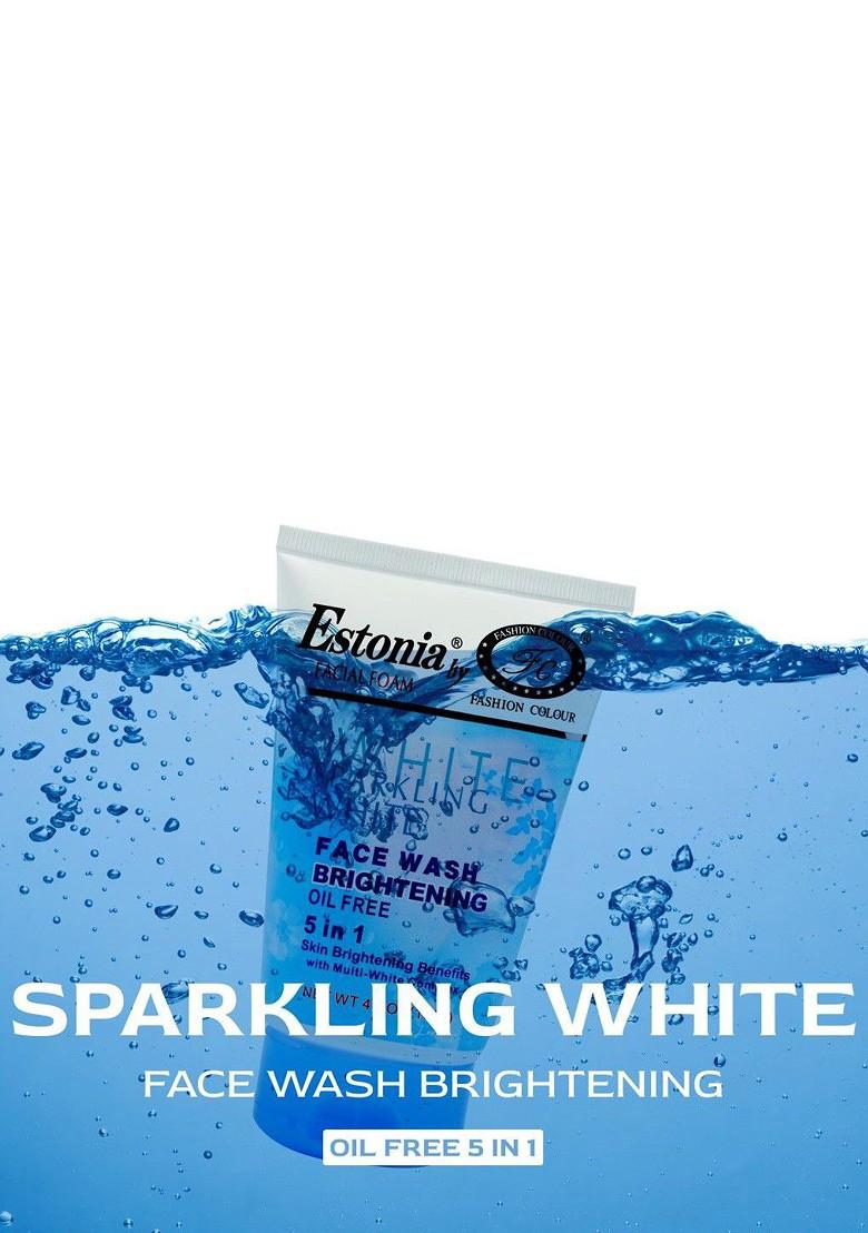 Fashion Colour Estonia Sparkling White 5 In 1 Oil Free Face Wash With Vitamin E 130 Gm