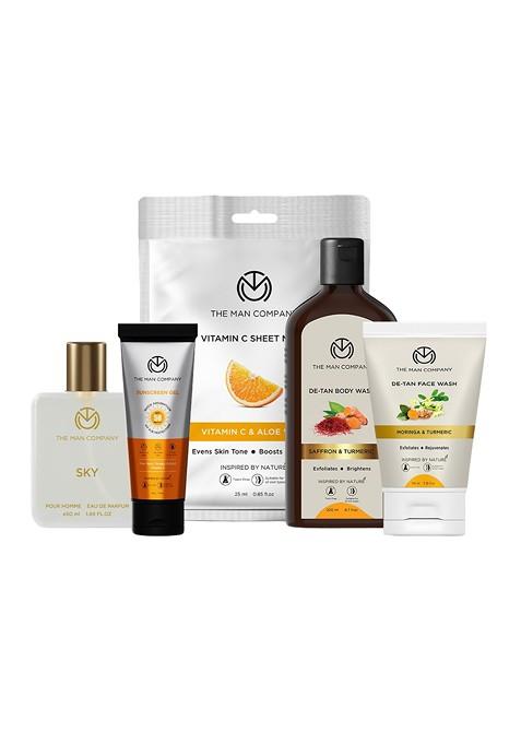 The Man Company De Tan Body Wash Face Sunscreen Gel Sheet Mask Edp