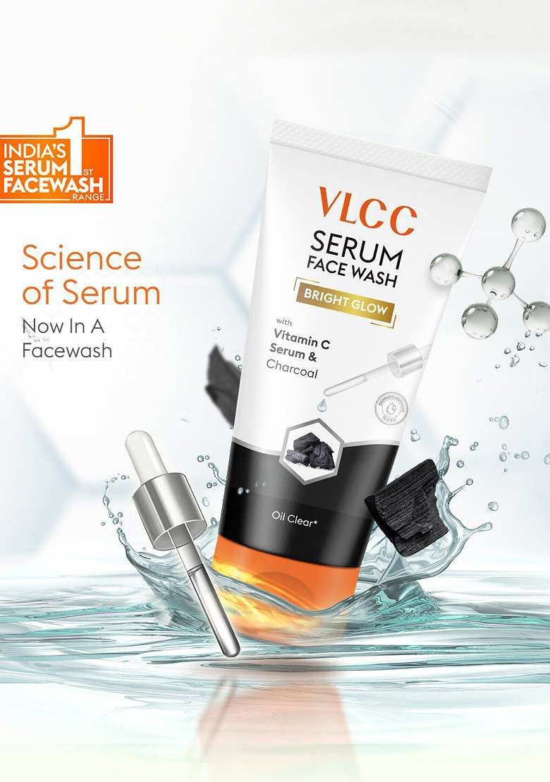 Vlcc Bright Glow Serum Face Wash With Vitamin C Charcoal 100Ml - Indya