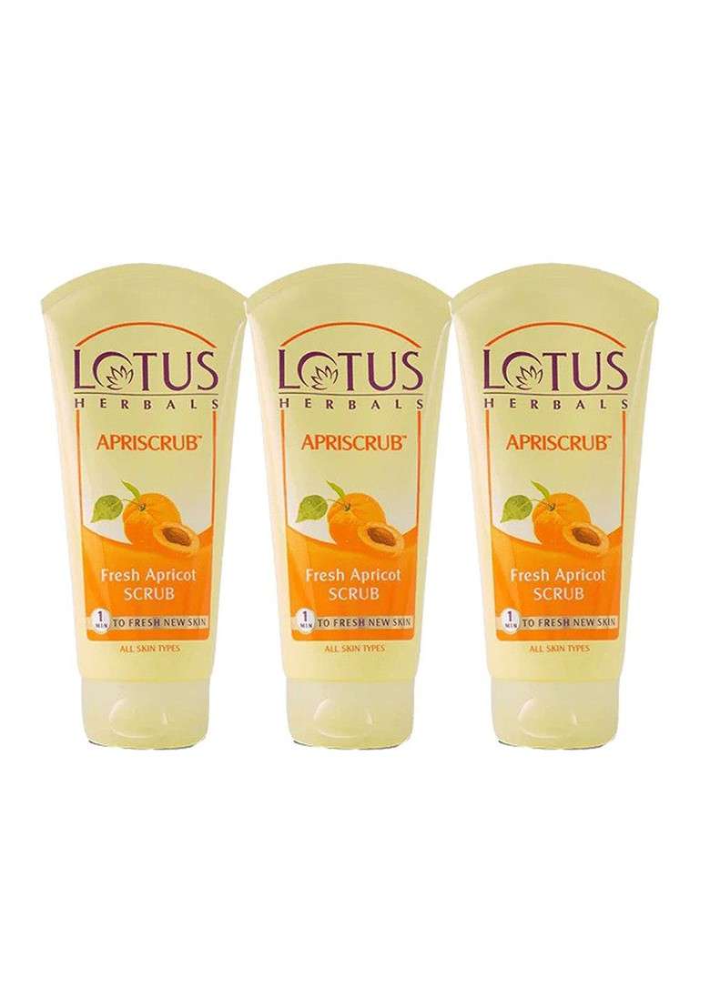 Lotus Herbals Set Of 3 Apriscrub Fresh Apricot Scrub 180 G Each - Indya
