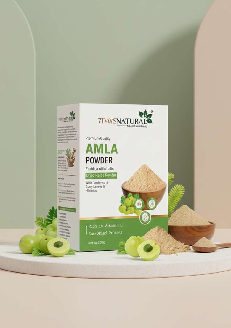 7Daysnatural Natural Herbal Amla Powder For Face Hair 200 G - Indya