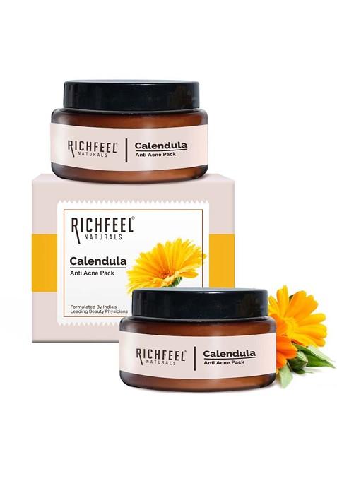 Richfeel Set Of 2 Calendula Anti Acne Face Pack With Kaolin Clay 50G Each