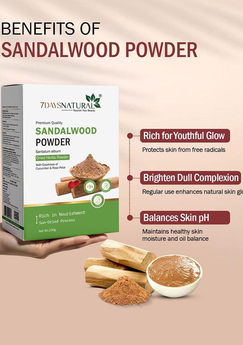 7Daysnatural Natural Sandalwood Herbal Powder For Face Hair 200 G