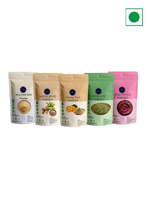 Vedicine Set Of 5 Orange Neem Leaf Beetroot Multani Mitti Rose Petal Face Pack 50 G Each