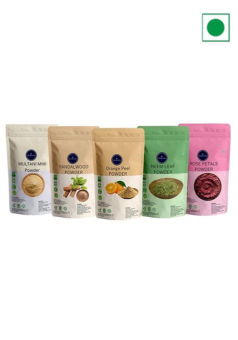 Vedicine Multani Mitti Sandalwood Orange Neem Leaf Rose Petal Powder Face Mask 75G Each