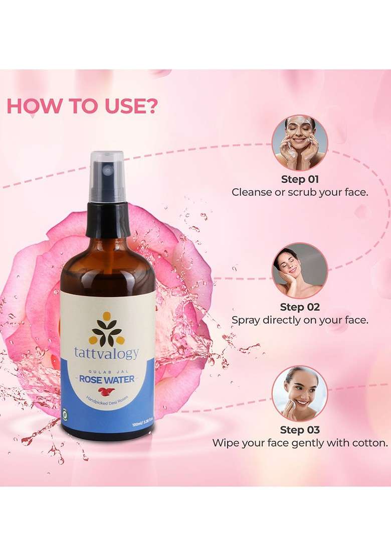 Tattvalogy White Pure Natural Rose Water Made From Desi Roses 100Ml - Indya