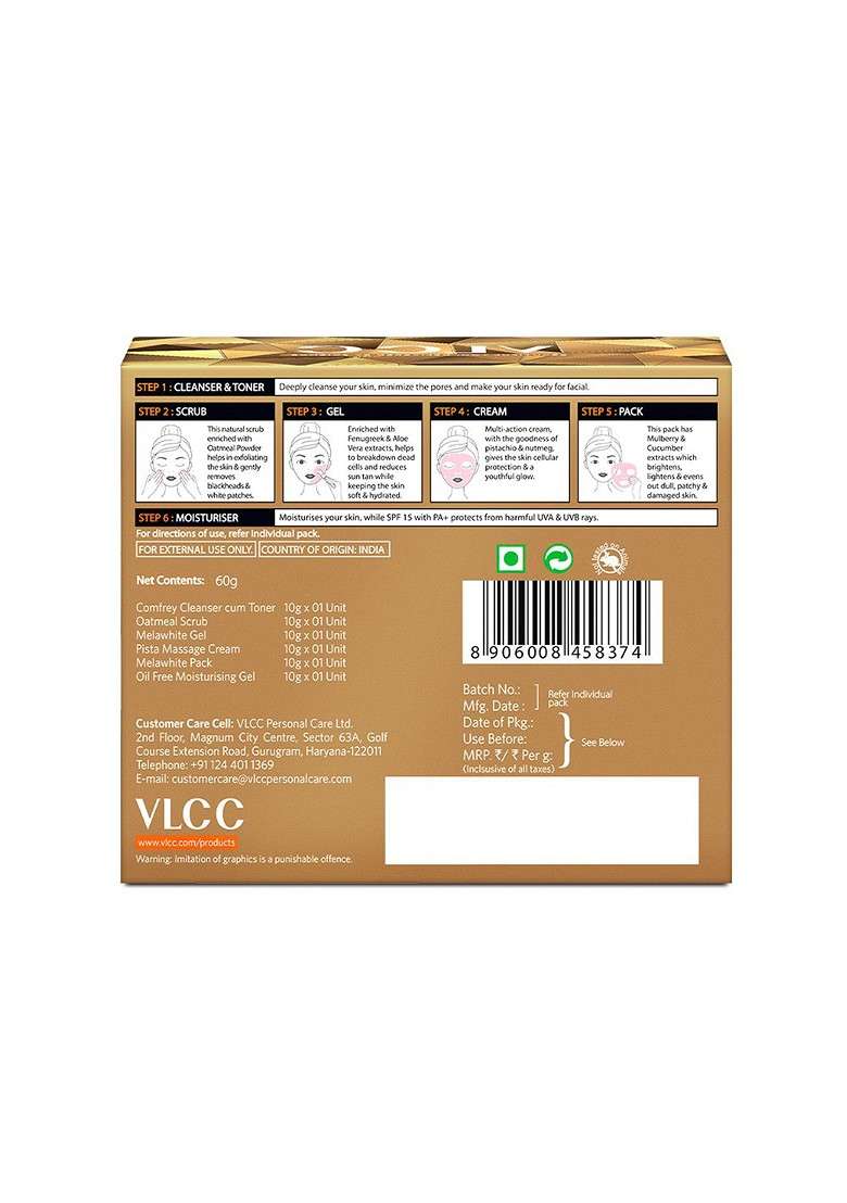 Vlcc Gold Single Facial Kit 60G Anti Tan - Indya