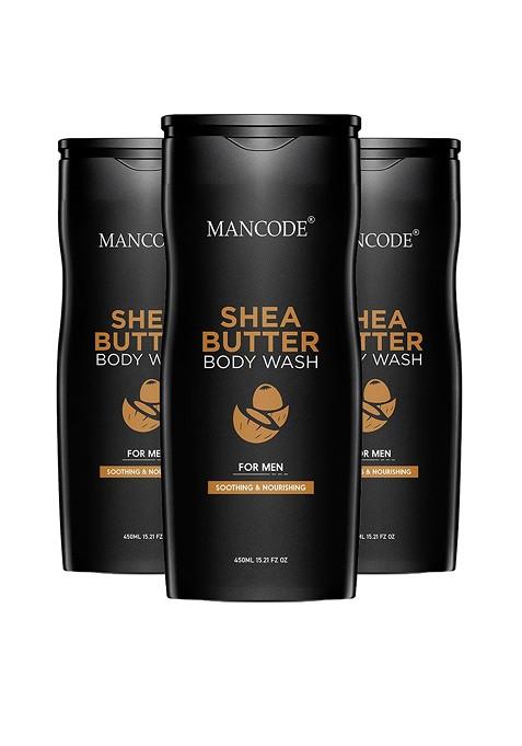 Mancode Set Of 3 Men Shea Butter Body Washes 450 Ml Each