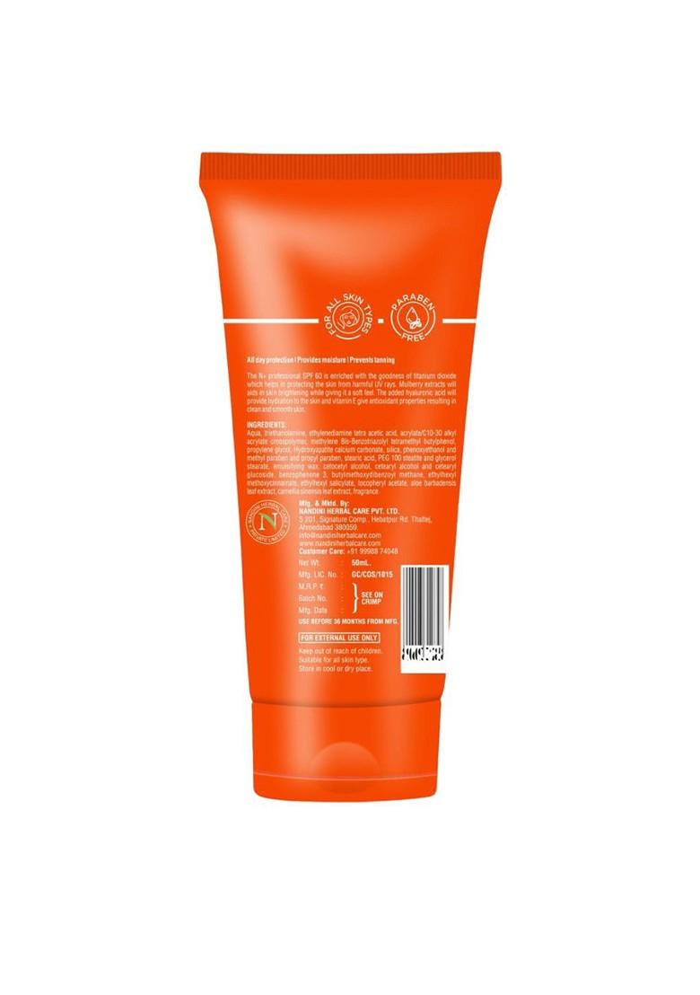 N Plus Professional Sun Screen Spf 60 Matte Cream With Hyaluronic Acid Vitamin E 50 Ml