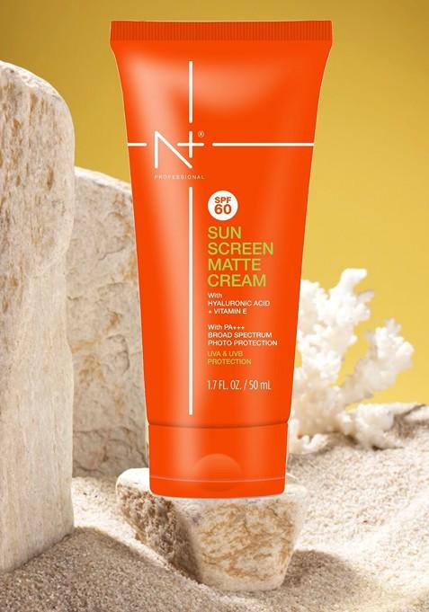 N Plus Professional Sun Screen Spf 60 Matte Cream With Hyaluronic Acid Vitamin E 50 Ml