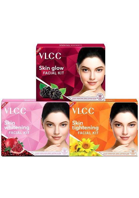 Vlcc Set Of 3 Skin Whitening Tightening Glow Mini Facial Kit 25 G Each