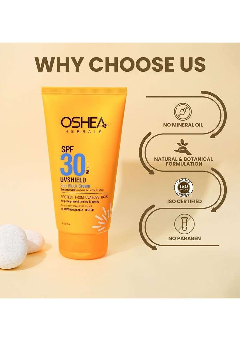 Oshea Herbals Uv Shield Sun Block Cream Spf30 Pa 60 G - Indya