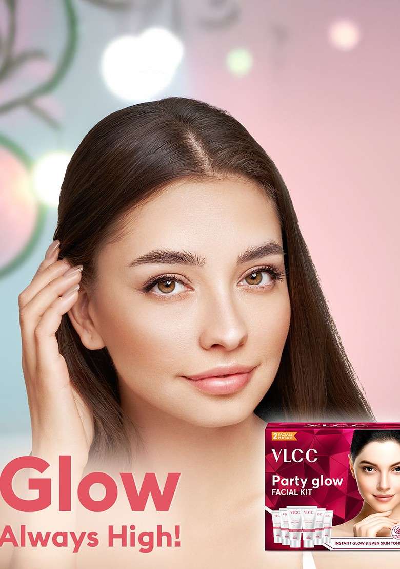 Vlcc Set Of 3 Single Facial Kits Gold Diamond Party Glow 60G Each - Indya
