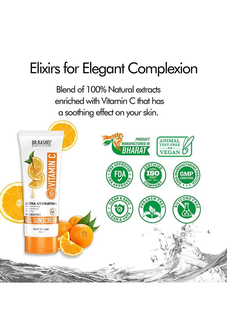 Dr Rashel Ultra Hydrating Vitamin C Gel Sunscreen Spf 50 Pa For Face Body 100Ml