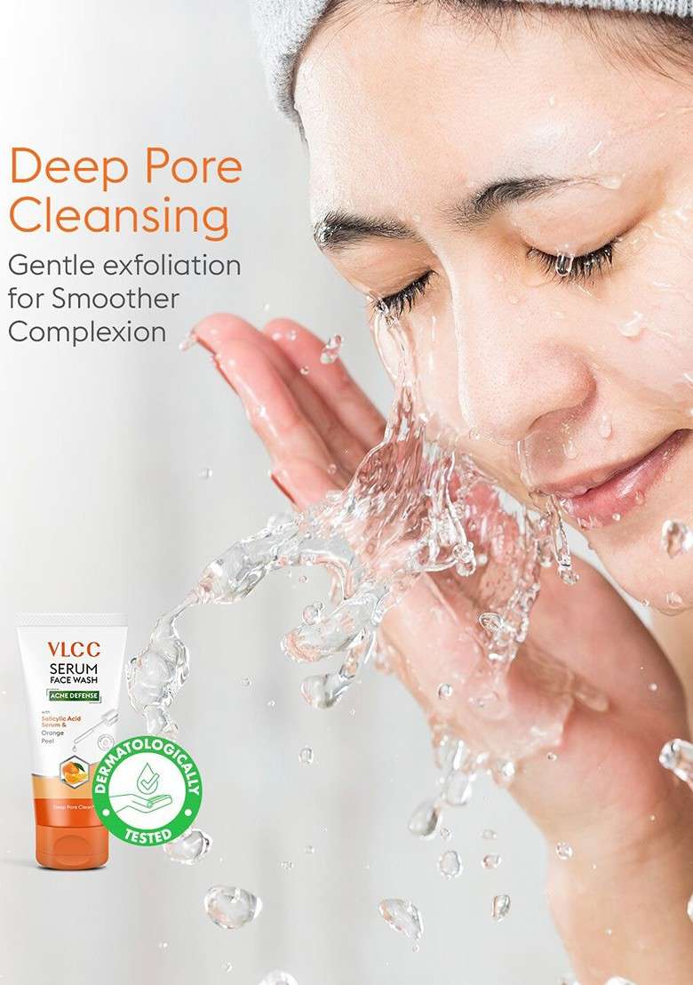 Vlcc Acne Defense Serum Face Wash With Salicylic Acid Orange 100Ml - Indya