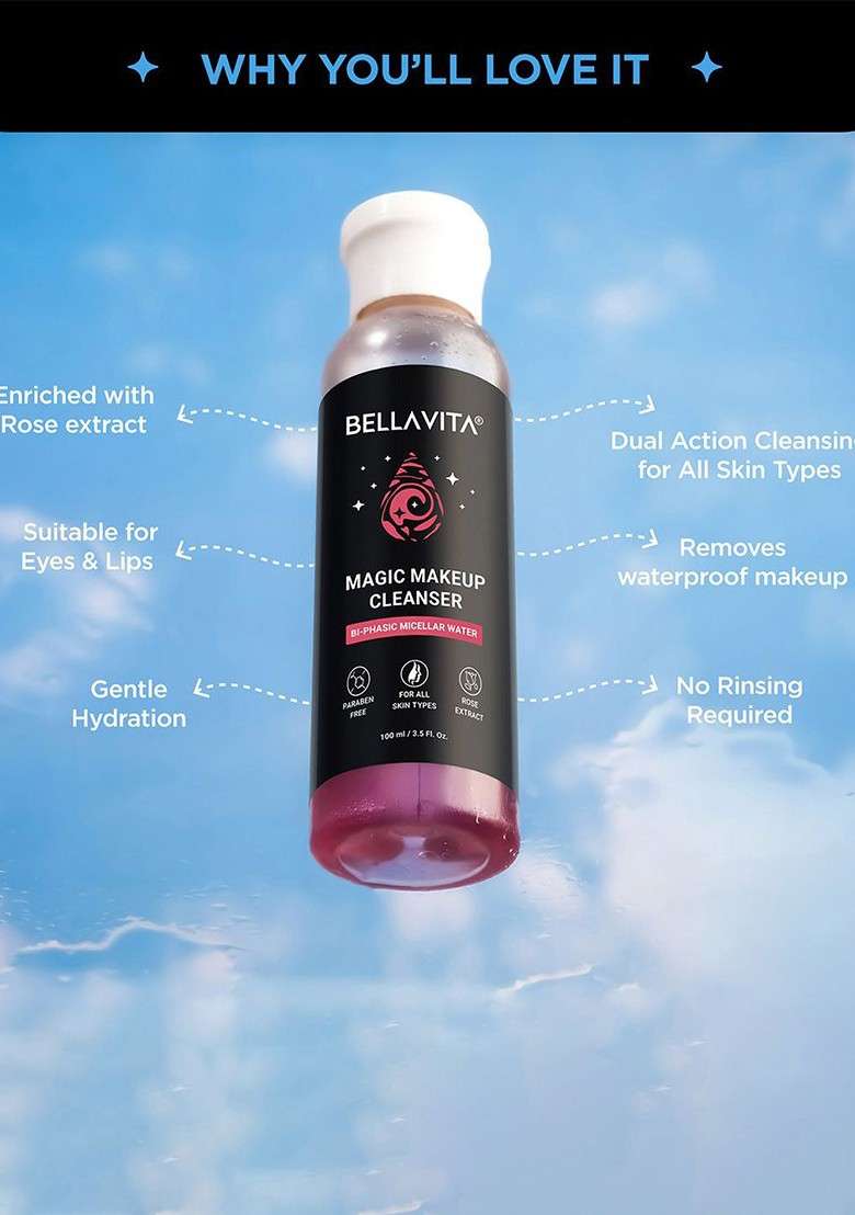 Bella Vita Organic Magic Makeup Cleanser Bi Phasic Micellar Water 100Ml - Indya