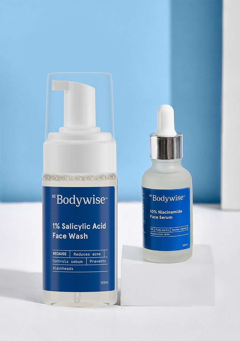 Be Bodywise Women Foaming Face Wash Niacinamide Serum Acne Marks Reduction Kit - Indya