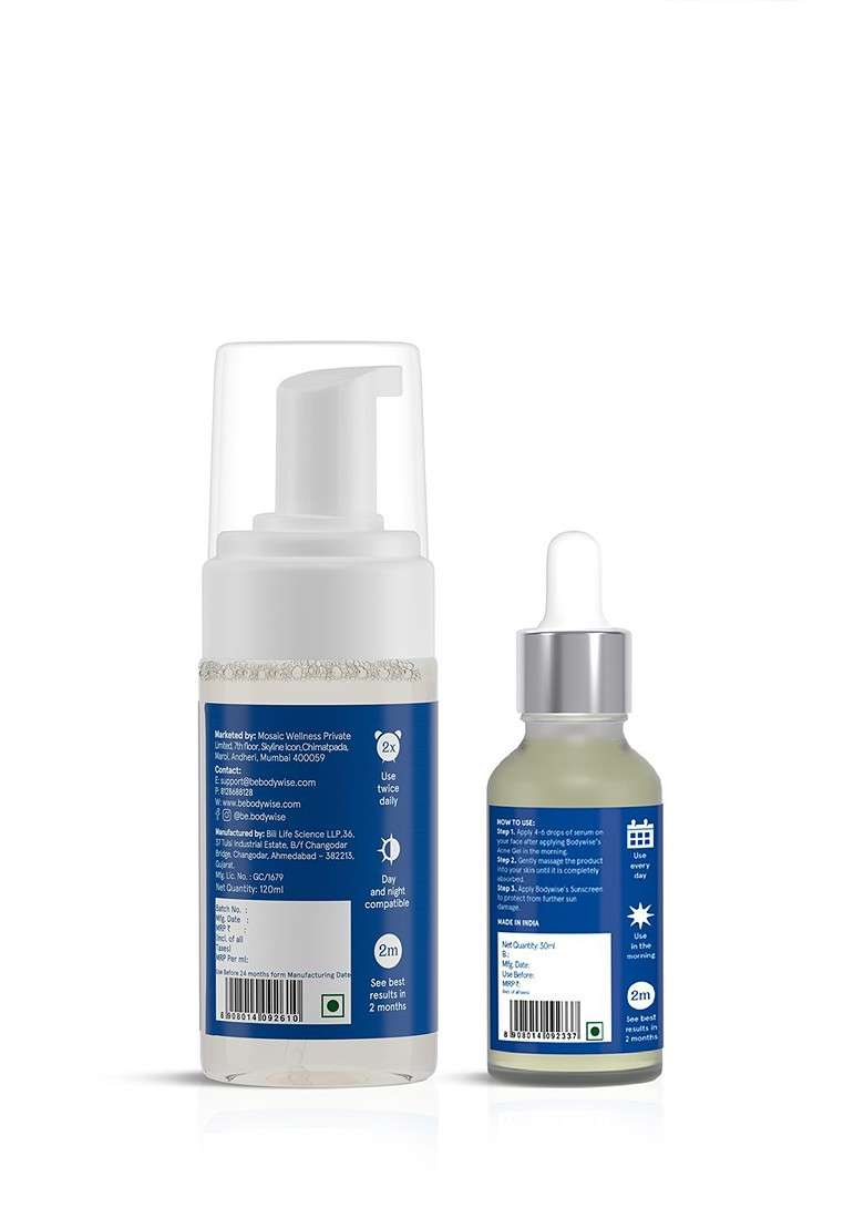Be Bodywise Women Foaming Face Wash Niacinamide Serum Acne Marks Reduction Kit - Indya
