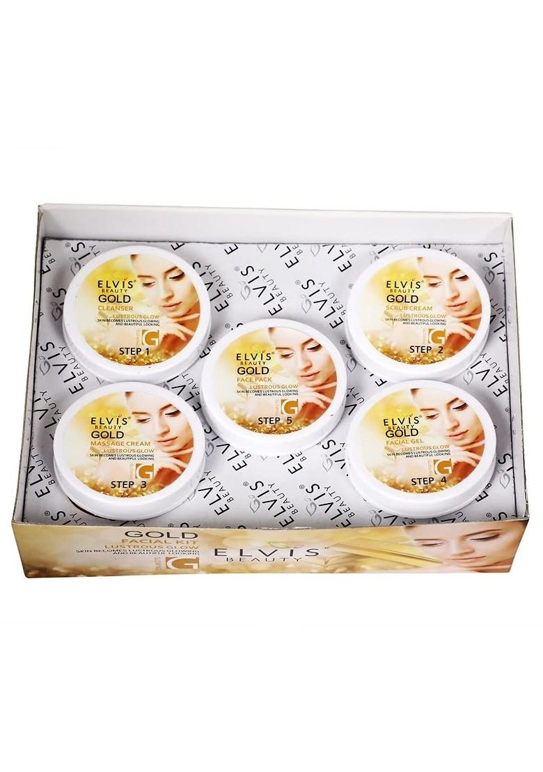 Elvis Beauty Women 5 Steps Gold Facial Kit For Glow Radiant Skin 420 G