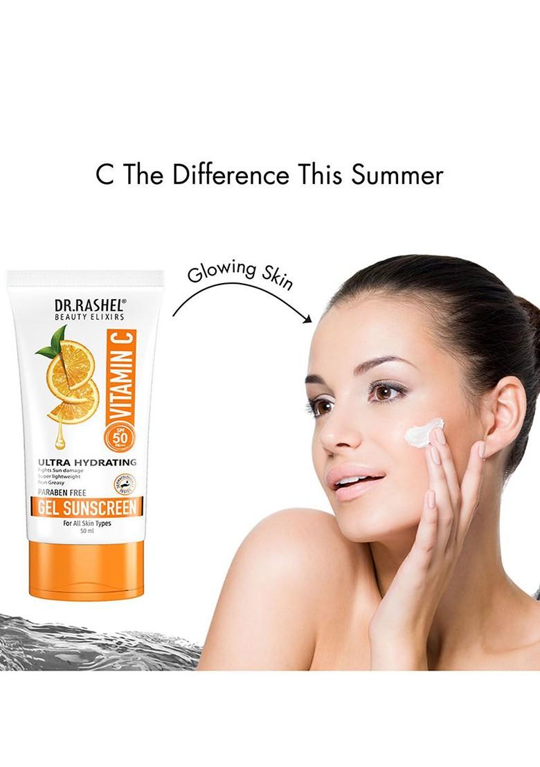 Dr Rashel Ultra Hydrating Vitamin C Spf 50 Pa Face Body Gel Sunscreen Ml